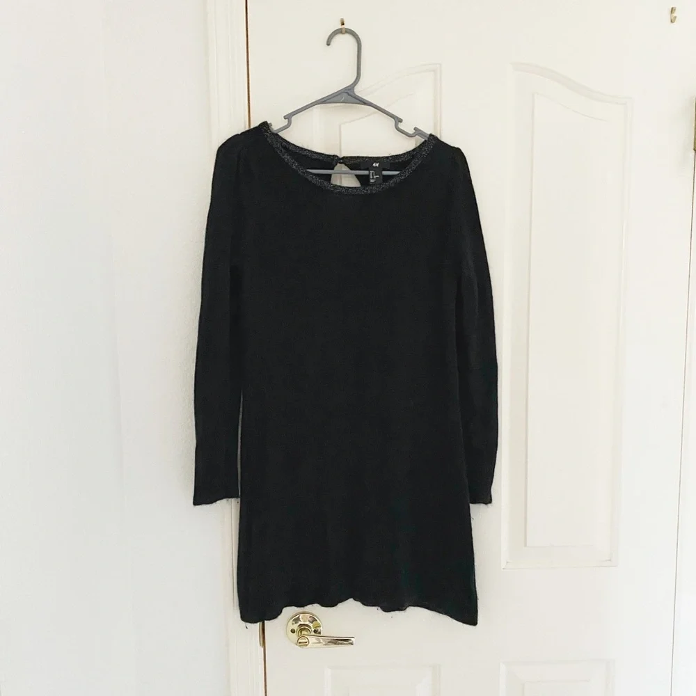 h&m black tunic dress Women's Black/patterned Viscose Tunic Dress